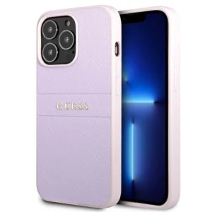 Guess Saffiano Stripe iPhone 13 Pro Max Case - Purpleeng