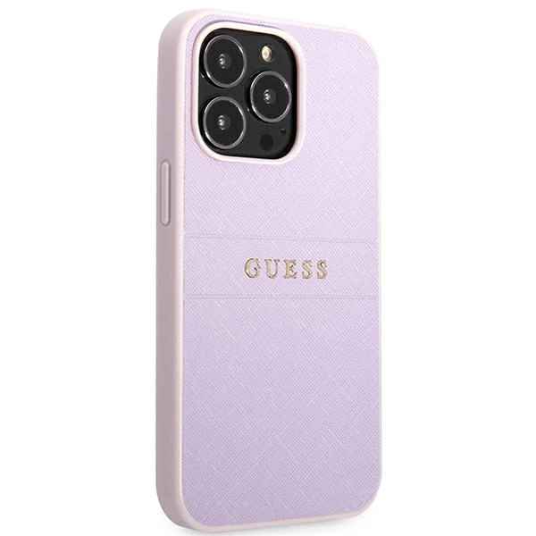 Guess Saffiano Stripe iPhone 13 Pro Max Case - Purpleeng