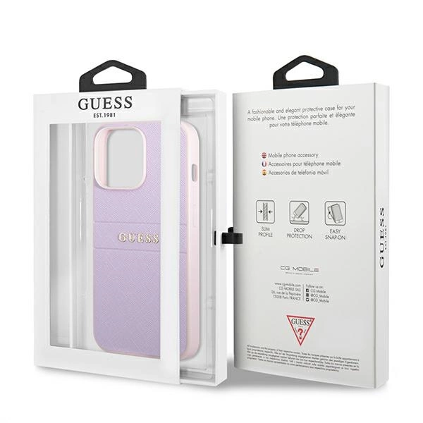 Guess Saffiano Stripe iPhone 13 Pro Max Case - Purpleeng