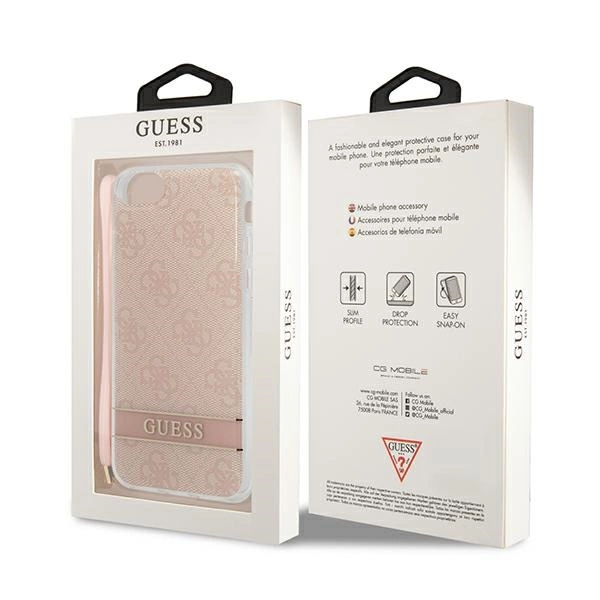 Guess GUOHCI8H4STP iPhone SE 2022 / SE 2020 / 7/ 8 pink/pink hardcase 4G Print Strapeng
