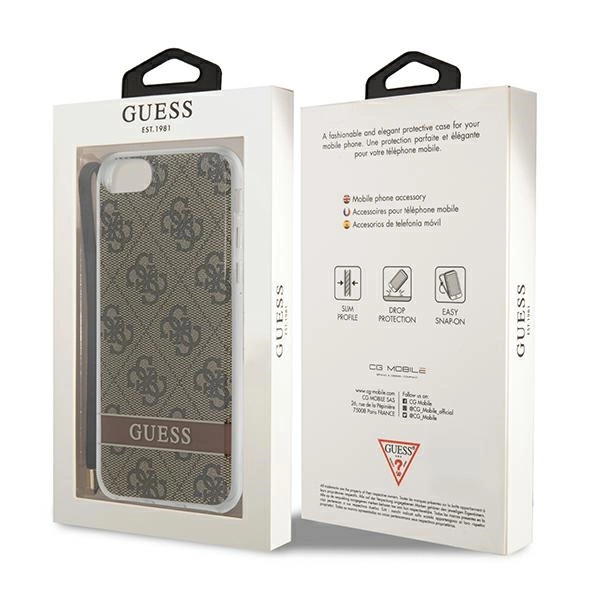 Guess GUOHCI8H4STW iPhone SE 2022 / SE 2020 / 7/ 8 brown/brown hardcase 4G Print Strapeng