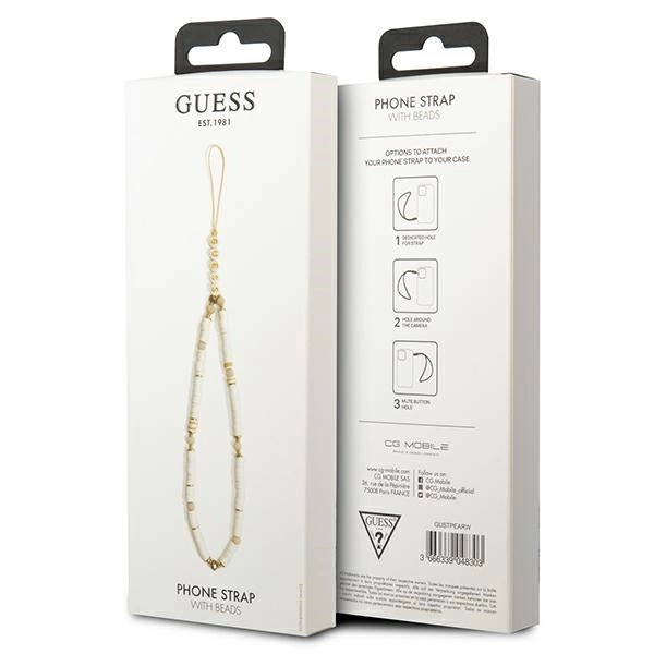 Guess pendant GUSTPEAW Phone Strap white/white Heishi Beadseng