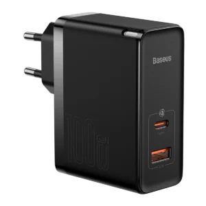 Baseus GaN5 Pro fast universal wall charger GaN USB Type C / USB 100W PD3.0, QC4.0+, AFC black (CCGP090201)eng