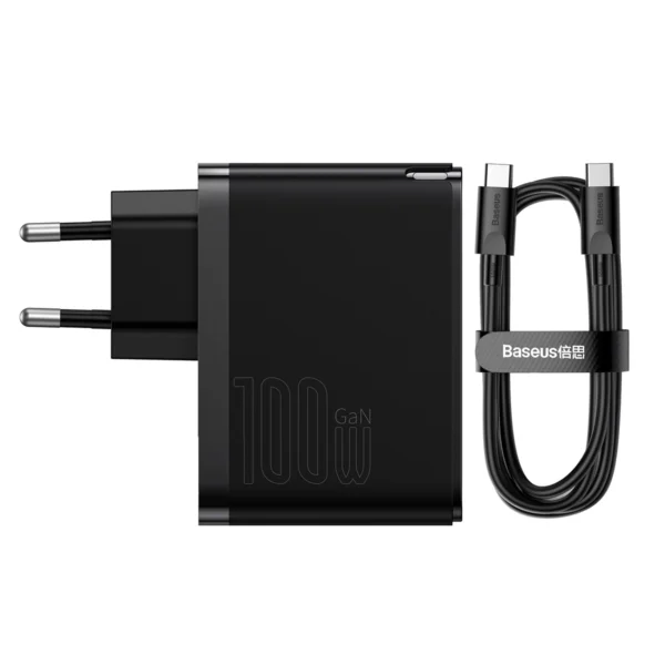 Baseus GaN5 Pro fast universal wall charger GaN USB Type C / USB 100W PD3.0, QC4.0+, AFC black (CCGP090201)eng