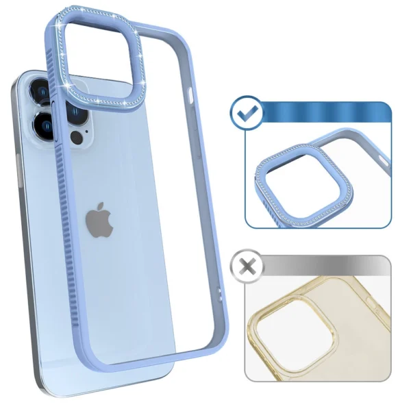 Kingxbar Sparkle Series case iPhone 13 Pro with crystals back cover blueeng