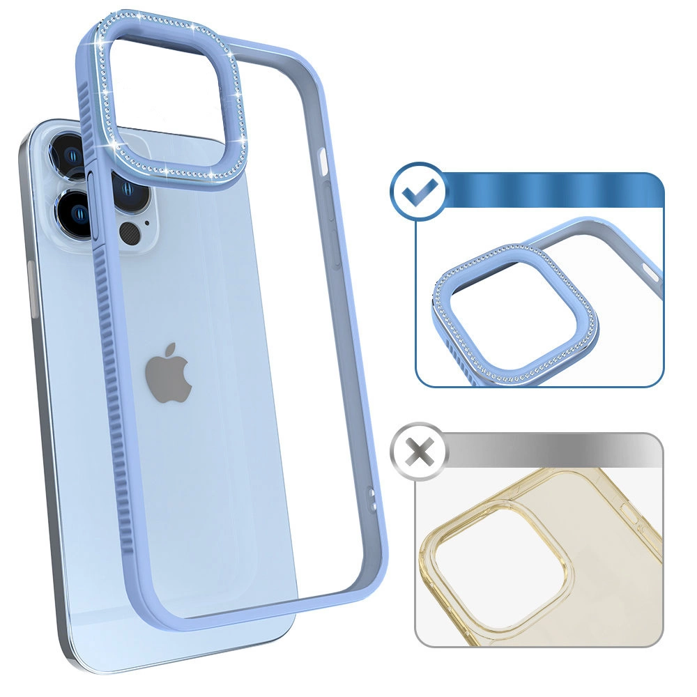 Kingxbar Sparkle Series case iPhone 13 Pro with crystals back cover blueeng