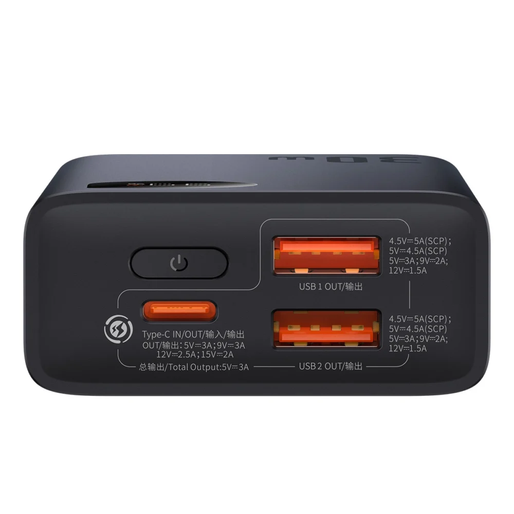 Baseus Adaman2 power bank with digital display 10000mAh 30W 2 x USB / 1x USB Type C Overseas Edition PD QC SCP black (PPAD040101)eng