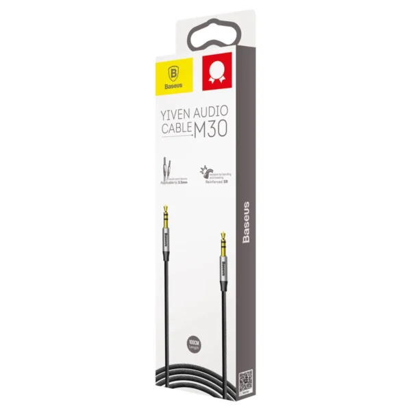 Baseus Yiven M30 stereo AUX 3.5 mm audio cable male mini jack 1m silver-black (CAM30-BS1)eng