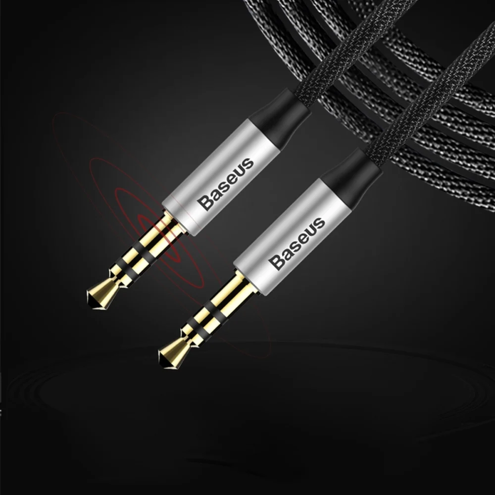 Baseus Yiven M30 stereo audio cable AUX 3.5 mm male mini jack 1.5 m silver-black (CAM30-CS1)eng