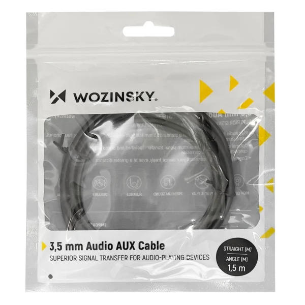 Wozinsky AUX cable angled (male-male) mini jack cable 1.5 m blackeng