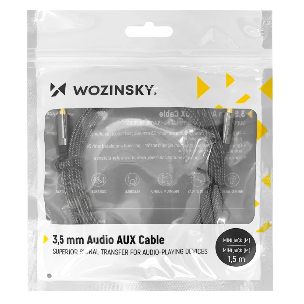 Wozinsky universal mini jack cable 2x AUX cable 1.5 m blackeng