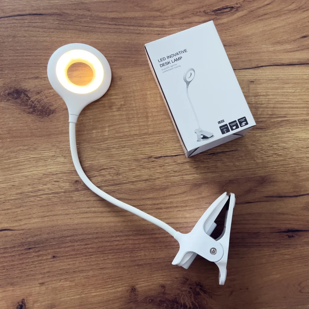 [RETURNED ITEM] Wireless LED reading lamp with clip + black micro USB cableeng