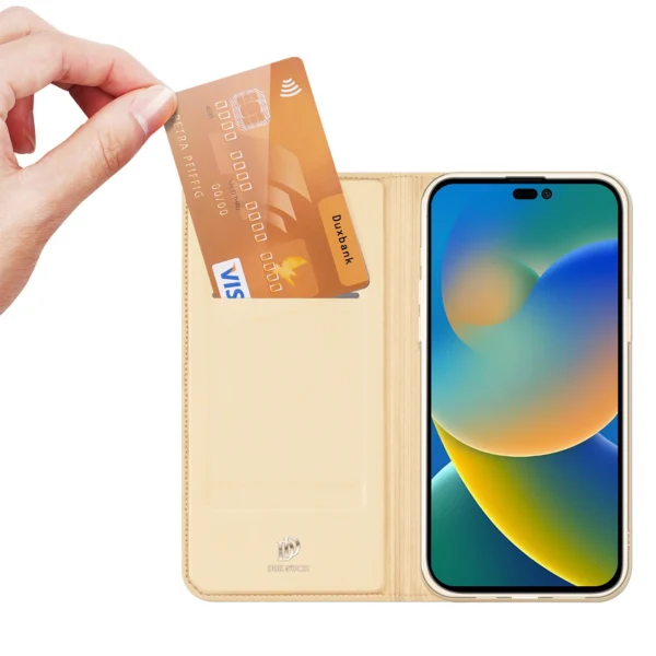 Dux Ducis Skin Pro Holster Flip Cover for iPhone 14 Pro Max goldeng