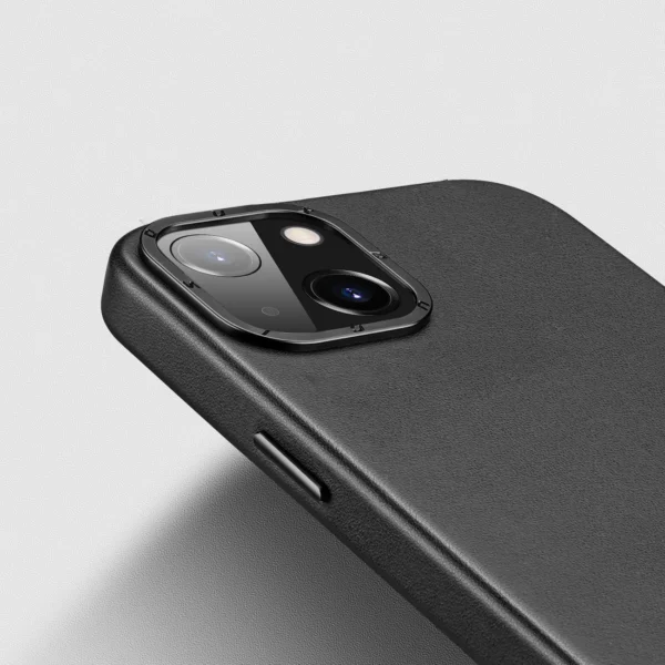 Dux Ducis Grit Leather Case for iPhone 14 Plus Elegant Faux Leather Cover (MagSafe Compatible) Blackeng