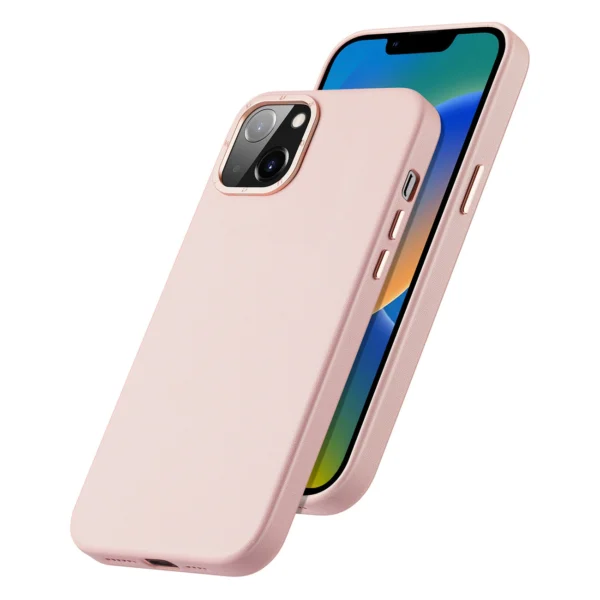 Dux Ducis Grit Leather Case for iPhone 14 Plus Elegant Faux Leather Cover (MagSafe Compatible) Pinkeng