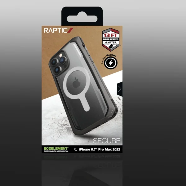 Raptic X-Doria Secure Case for iPhone 14 Pro Max with MagSafe armored cover blackeng