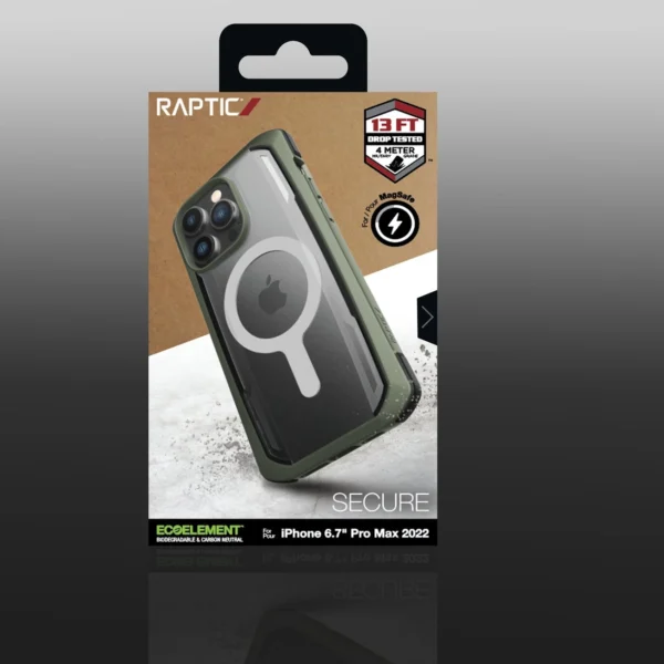 Raptic X-Doria Secure Case for iPhone 14 Pro Max with MagSafe armored cover greeneng