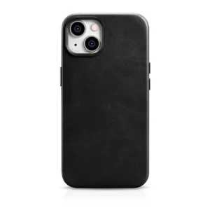 iCarer Oil Wax Premium Leather Case iPhone 14 Magnetic Leather Case with MagSafe Black (WMI14220701-BK)eng