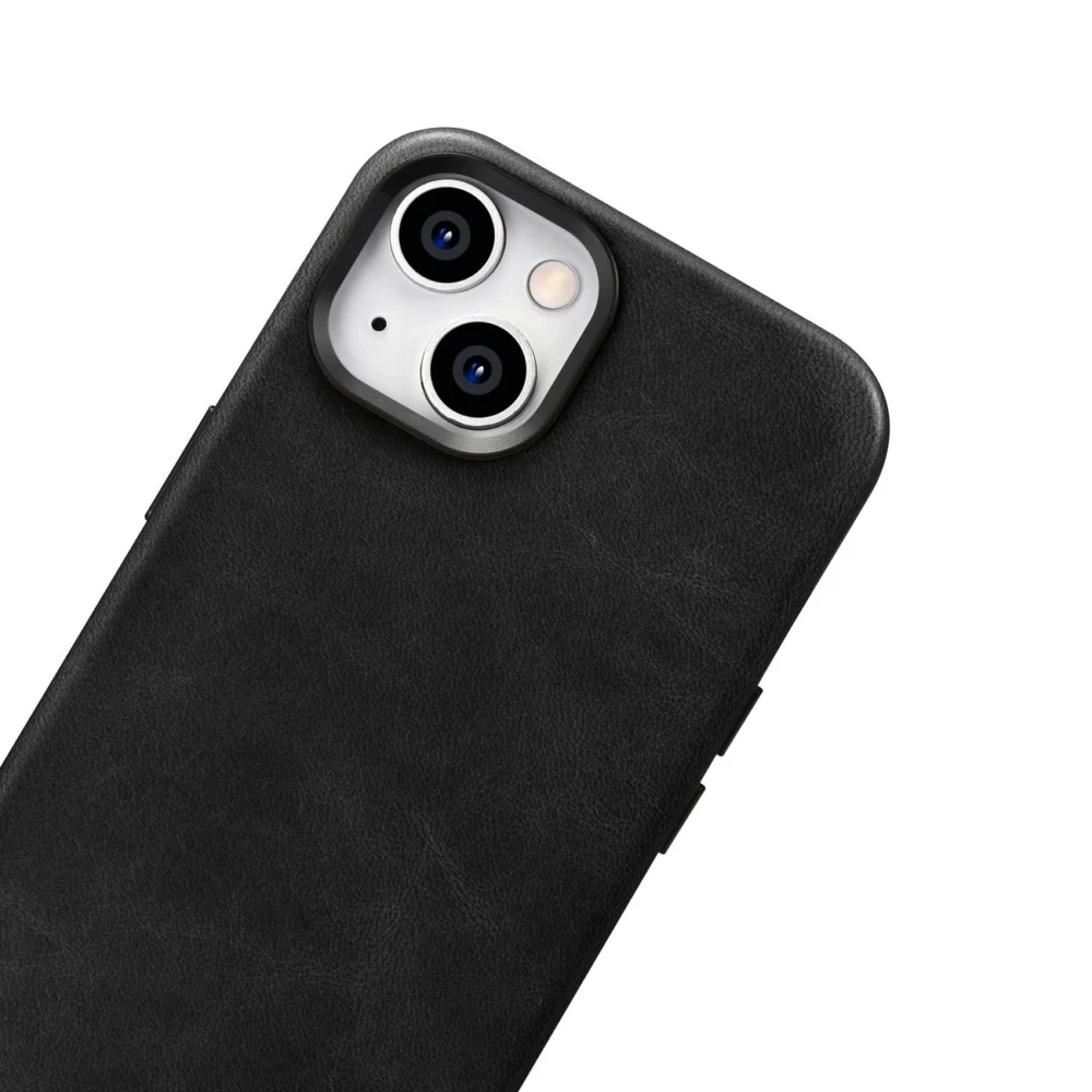 iCarer Oil Wax Premium Leather Case iPhone 14 Plus Magnetic Leather Case with MagSafe Black (WMI14220703-BK)eng