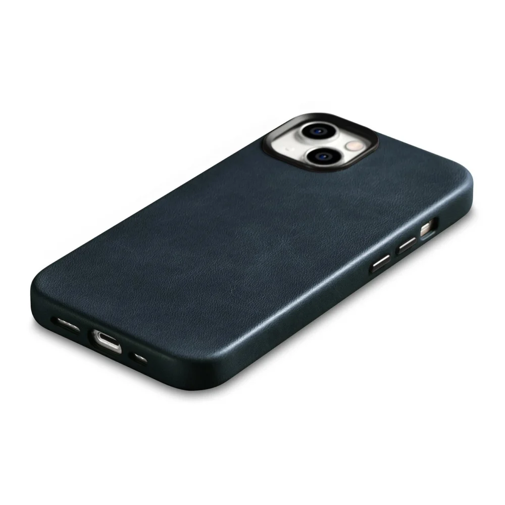 iCarer Oil Wax Premium Leather Case iPhone 14 Plus Magnetic Leather Case with MagSafe Dark Blue (WMI14220703-BU)eng