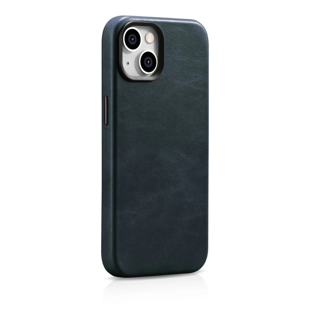 iCarer Oil Wax Premium Leather Case iPhone 14 Plus Magnetic Leather Case with MagSafe Dark Blue (WMI14220703-BU)eng
