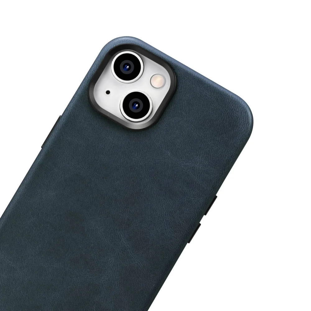 iCarer Oil Wax Premium Leather Case iPhone 14 Plus Magnetic Leather Case with MagSafe Dark Blue (WMI14220703-BU)eng
