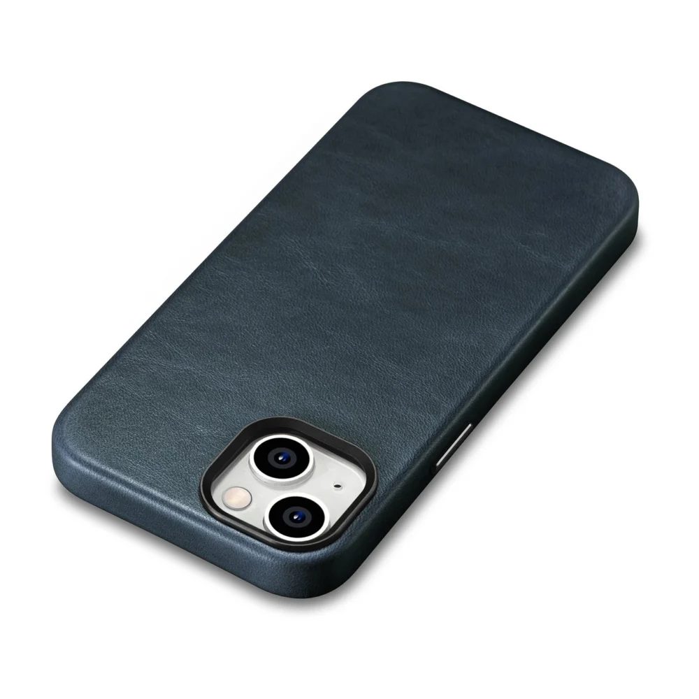 iCarer Oil Wax Premium Leather Case iPhone 14 Plus Magnetic Leather Case with MagSafe Dark Blue (WMI14220703-BU)eng