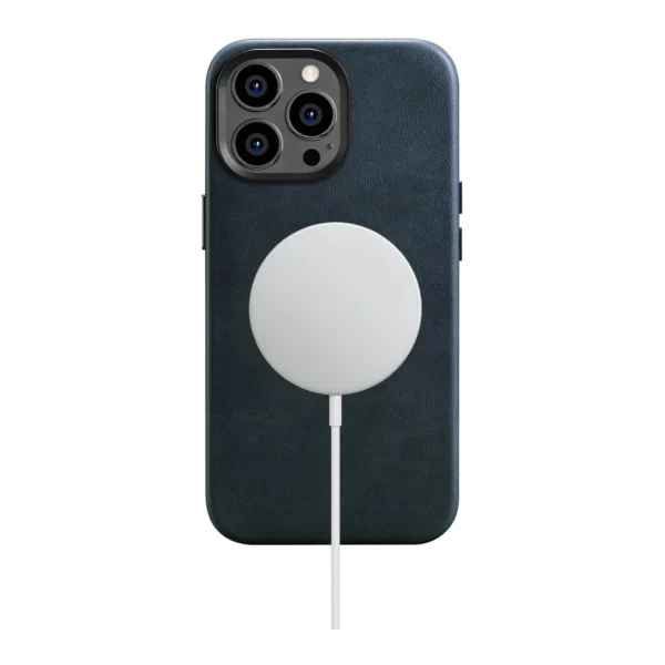 iCarer Oil Wax Premium Leather Case iPhone 14 Pro Max Magnetic Leather Case with MagSafe Dark Blue (WMI14220704-BU)eng