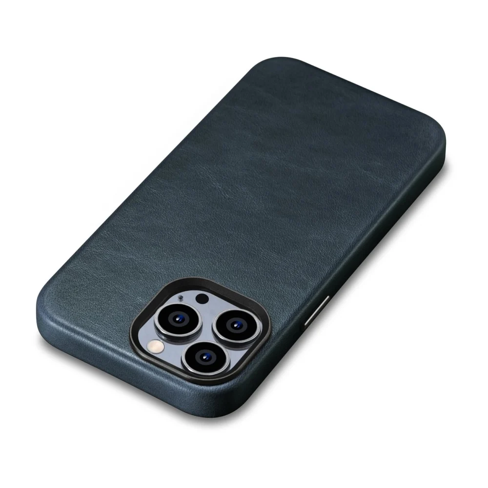 iCarer Oil Wax Premium Leather Case iPhone 14 Pro Max Magnetic Leather Case with MagSafe Dark Blue (WMI14220704-BU)eng