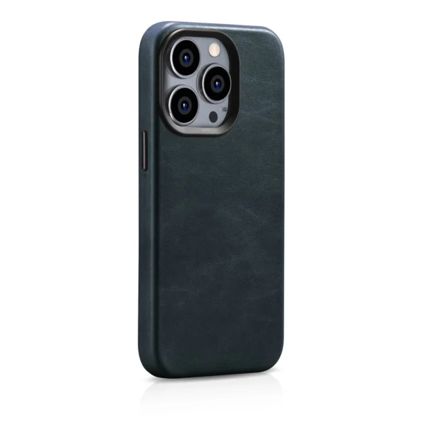 iCarer Oil Wax Premium Leather Case iPhone 14 Pro Max Magnetic Leather Case with MagSafe Dark Blue (WMI14220704-BU)eng