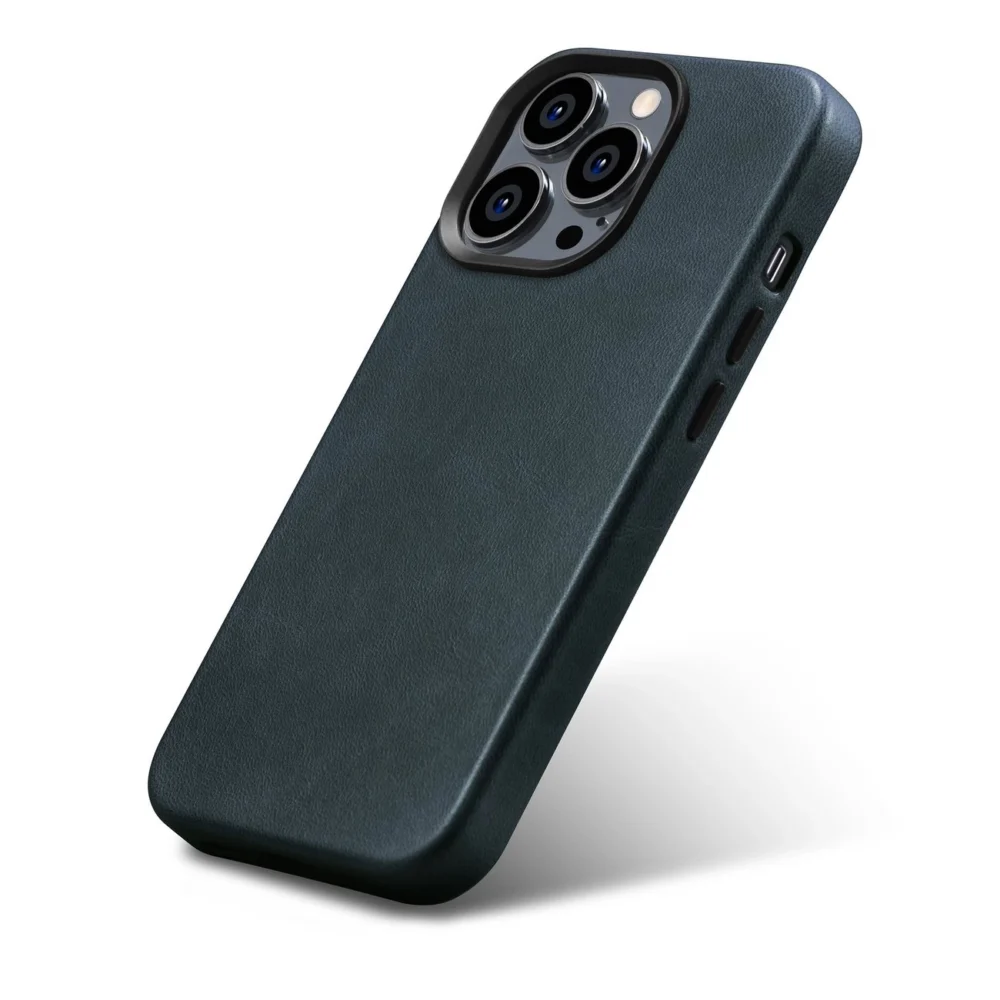 iCarer Oil Wax Premium Leather Case iPhone 14 Pro Max Magnetic Leather Case with MagSafe Dark Blue (WMI14220704-BU)eng