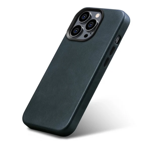 iCarer Oil Wax Premium Leather Case iPhone 14 Pro Max Magnetic Leather Case with MagSafe Dark Blue (WMI14220704-BU)eng