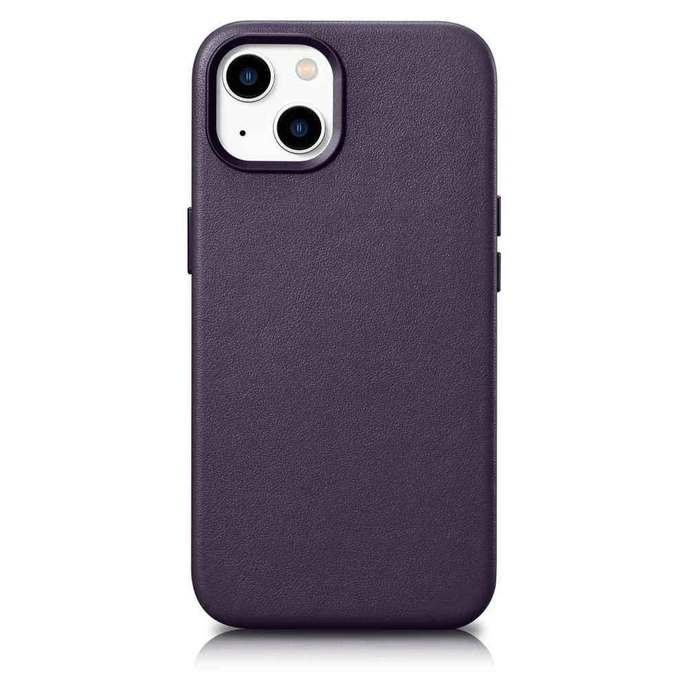iCarer Case Leather Cover Case for iPhone 14 Dark Purple (WMI14220705-DP) (MagSafe Compatible)eng