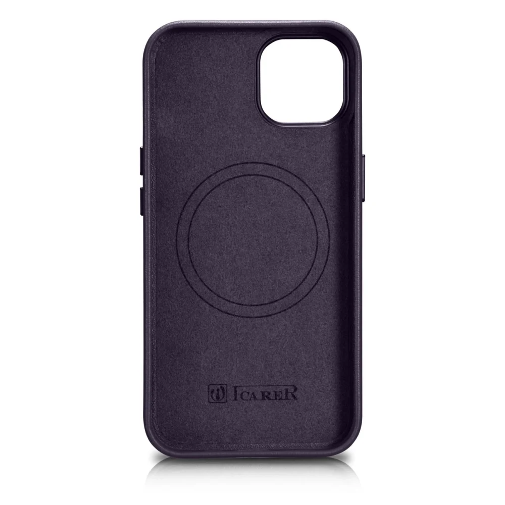 iCarer Case Leather Cover Case for iPhone 14 Dark Purple (WMI14220705-DP) (MagSafe Compatible)eng