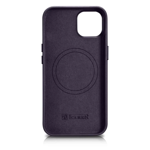 iCarer Case Leather Cover Case for iPhone 14 Dark Purple (WMI14220705-DP) (MagSafe Compatible)eng