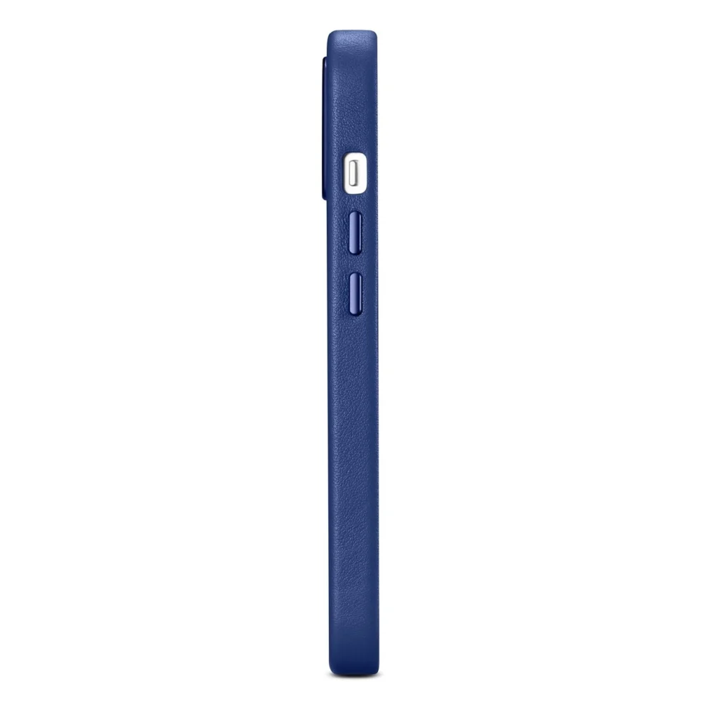 iCarer Case Leather cover for iPhone 14 case made of natural leather blue (WMI14220705-BU) (MagSafe compatible)eng