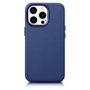 iCarer Case Leather Cover Genuine Leather Case for iPhone 14 Pro Max blue (WMI14220708-BU) (MagSafe compatible)eng