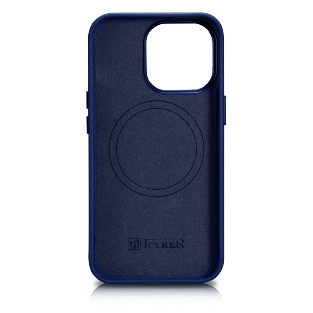 iCarer Case Leather Cover Genuine Leather Case for iPhone 14 Pro Max blue (WMI14220708-BU) (MagSafe compatible)eng