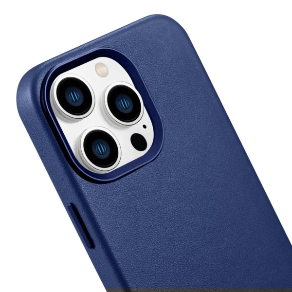 iCarer Case Leather Cover Genuine Leather Case for iPhone 14 Pro Max blue (WMI14220708-BU) (MagSafe compatible)eng