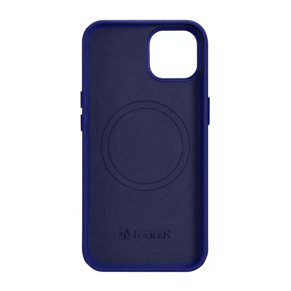 iCarer Litchi Premium Leather Case iPhone 14 Magnetic Leather Case with MagSafe Dark Blue (WMI14220709-DB)eng