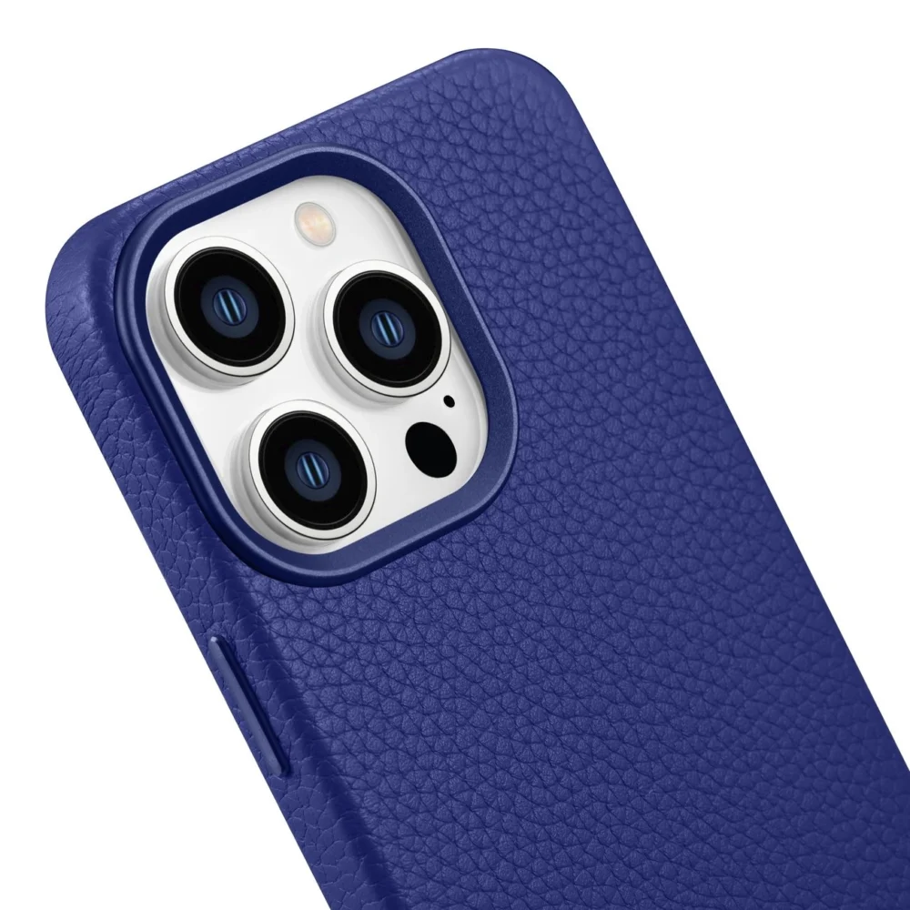iCarer Litchi Premium Leather Case iPhone 14 Pro Magnetic Leather Case with MagSafe Dark Blue (WMI14220710-DB)eng
