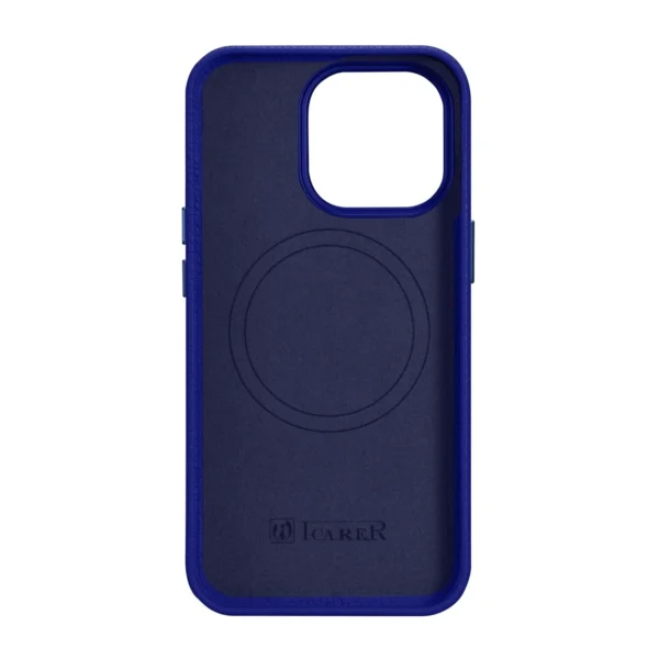 iCarer Litchi Premium Leather Case iPhone 14 Pro Magnetic Leather Case with MagSafe Dark Blue (WMI14220710-DB)eng