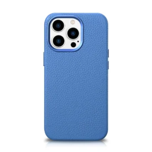 iCarer Litchi Premium Leather Case iPhone 14 Pro Magnetic Leather Case with MagSafe Light Blue (WMI14220710-LB)eng