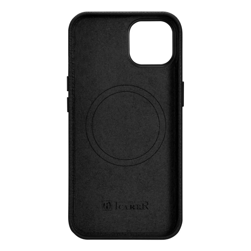 iCarer Litchi Premium Leather Case iPhone 14 Plus Magnetic Leather Case with MagSafe Black (WMI14220711-BK)eng