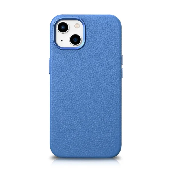 iCarer Litchi Premium Leather Case iPhone 14 Plus Magnetic Leather Case with MagSafe Light Blue (WMI14220711-LB)eng