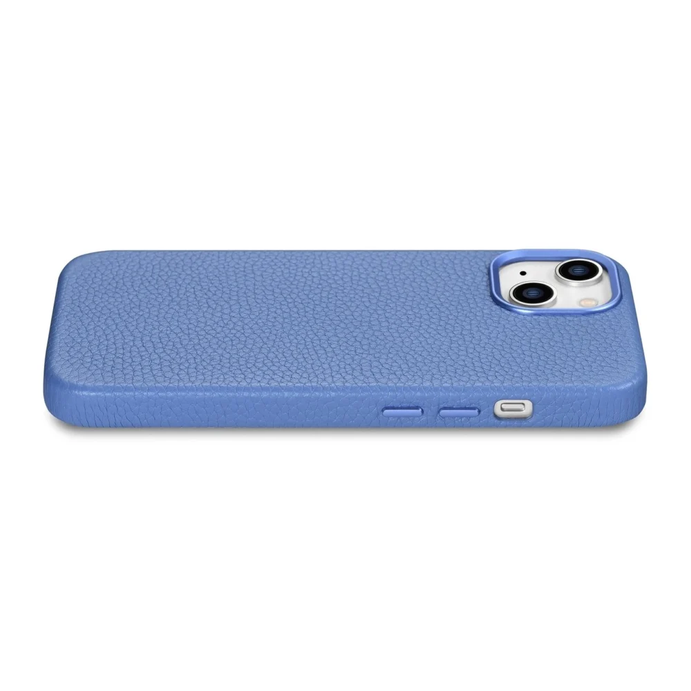 iCarer Litchi Premium Leather Case iPhone 14 Plus Magnetic Leather Case with MagSafe Light Blue (WMI14220711-LB)eng