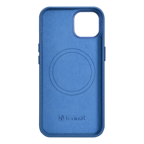 iCarer Litchi Premium Leather Case iPhone 14 Plus Magnetic Leather Case with MagSafe Light Blue (WMI14220711-LB)eng