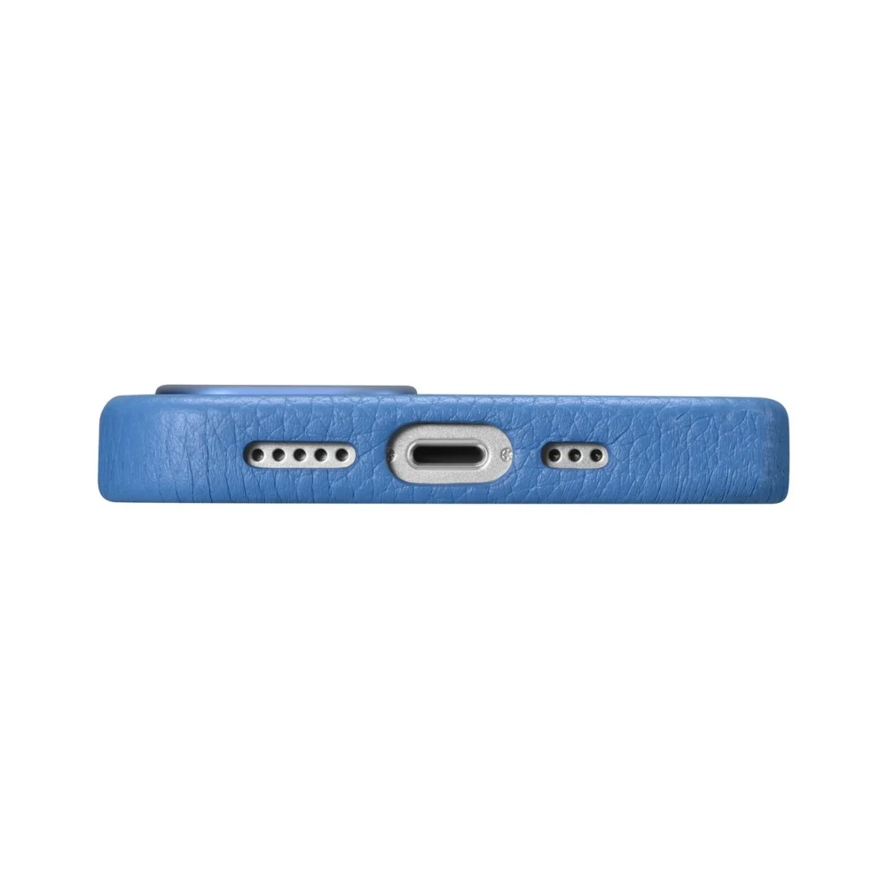 iCarer Litchi Premium Leather Case iPhone 14 Plus Magnetic Leather Case with MagSafe Light Blue (WMI14220711-LB)eng