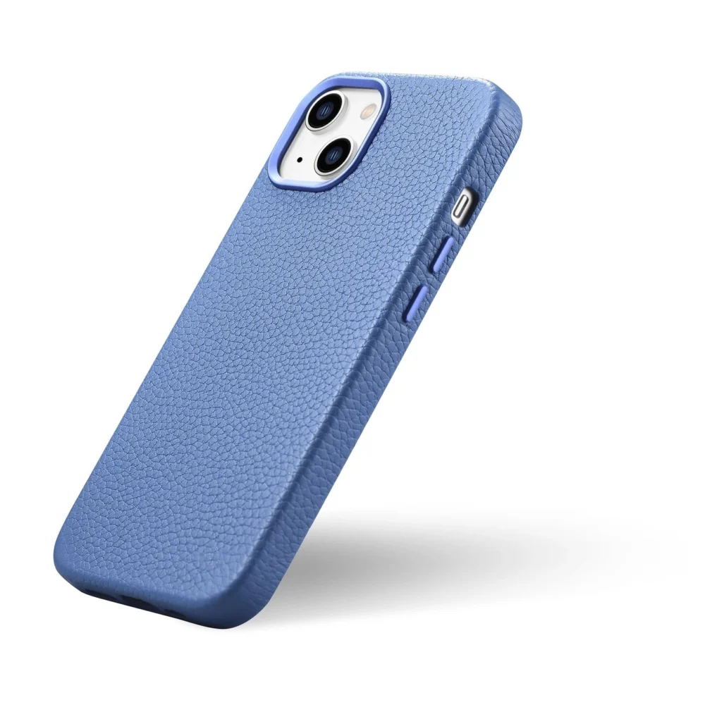 iCarer Litchi Premium Leather Case iPhone 14 Plus Magnetic Leather Case with MagSafe Light Blue (WMI14220711-LB)eng
