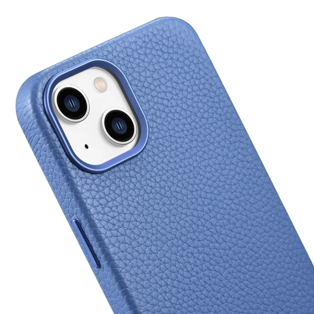 iCarer Litchi Premium Leather Case iPhone 14 Plus Magnetic Leather Case with MagSafe Light Blue (WMI14220711-LB)eng